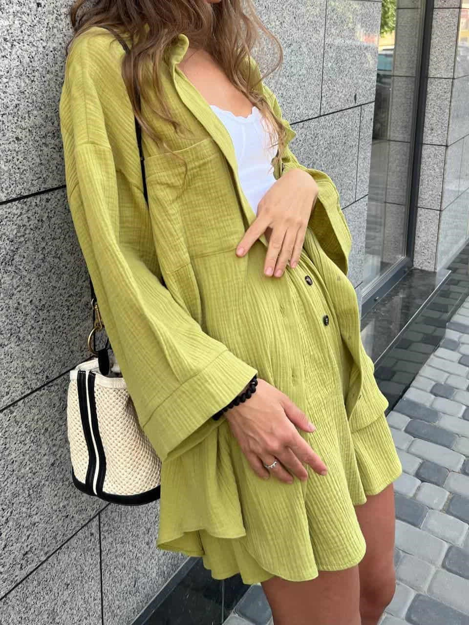 Cardigan Top & Short Two-pieces Set