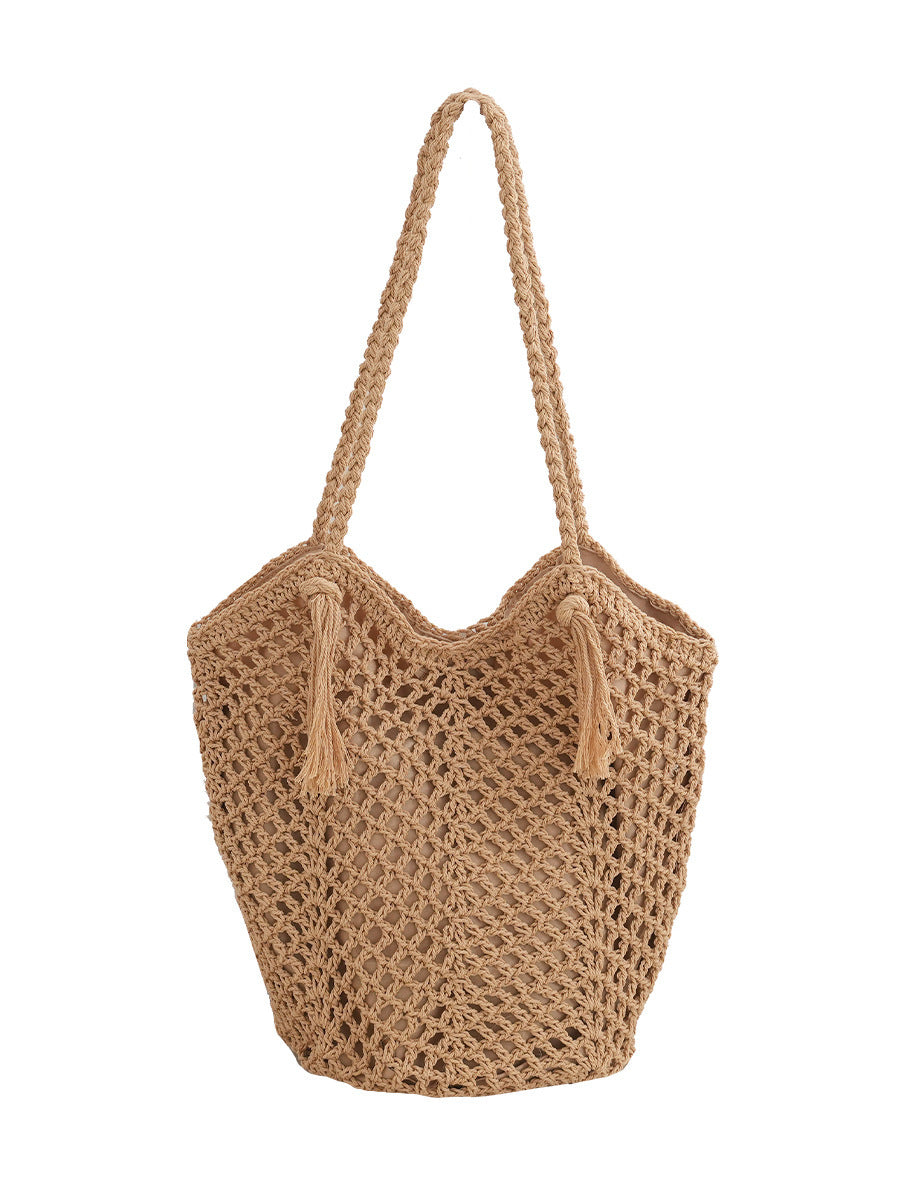 Cotton Thread Woven Bag Handmade One-shoulder Portable