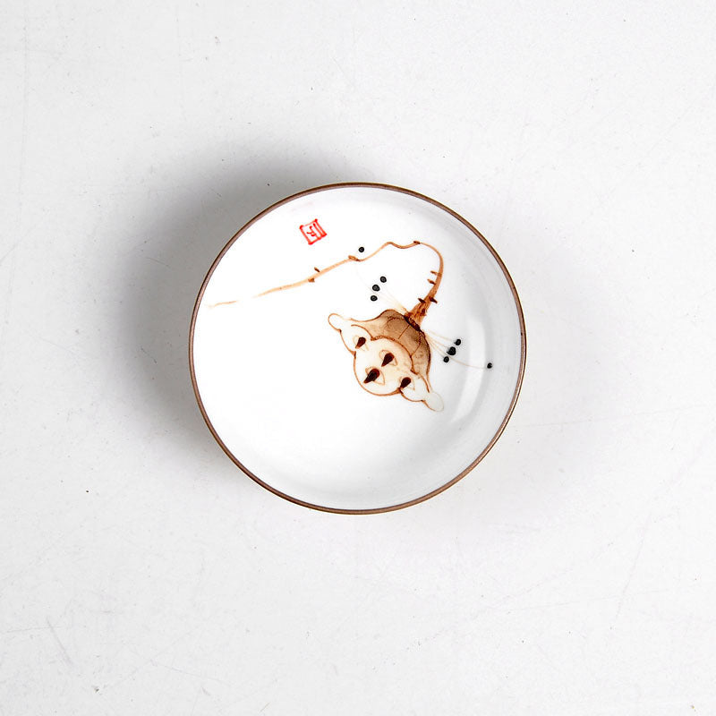 Juego de té de boca plana de gres pintado a mano