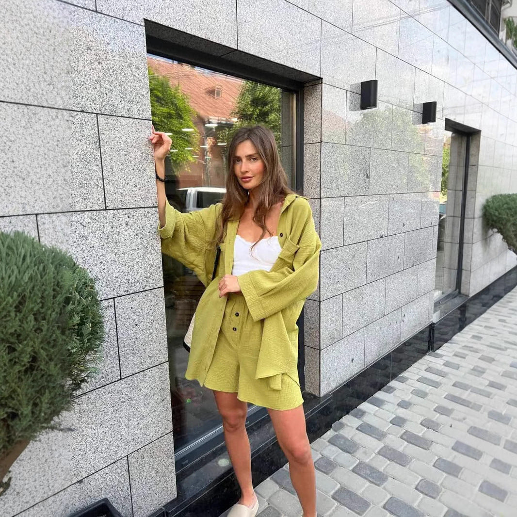 Cardigan Top & Short Two-pieces Set