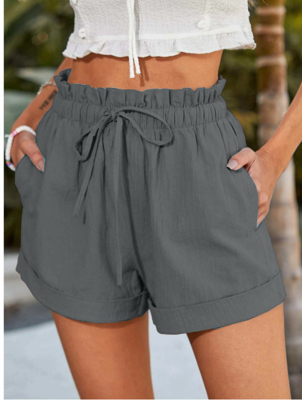 European American Summer New Solid Color Loose Casual Fashion Shorts For Women