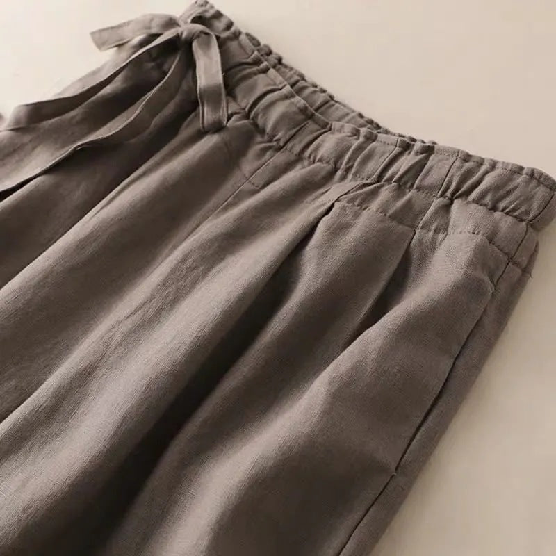 High Waist Elastic Side Lace-up Pants For Women