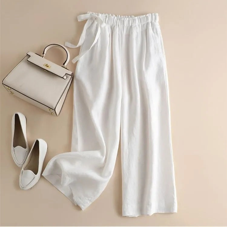 High Waist Elastic Side Lace-up Pants For Women