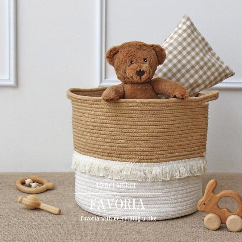 Jute Cotton Woven Storage Basket