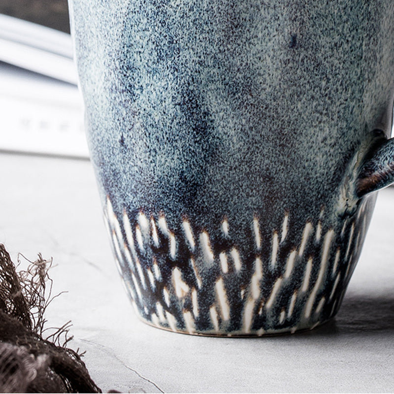 Taza de cerámica, taza alta, taza de café sencilla pintada a mano de gran capacidad, taza de estilo nórdico