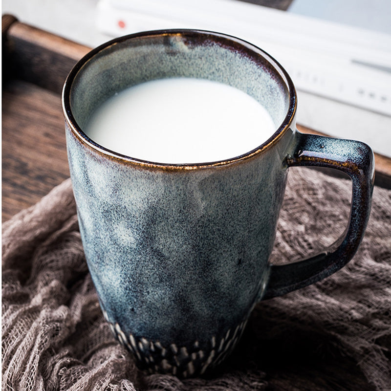 Taza de cerámica, taza alta, taza de café sencilla pintada a mano de gran capacidad, taza de estilo nórdico
