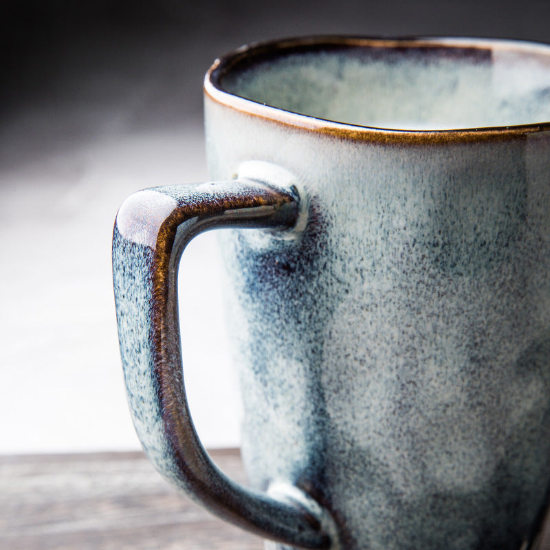 Taza de cerámica, taza alta, taza de café sencilla pintada a mano de gran capacidad, taza de estilo nórdico