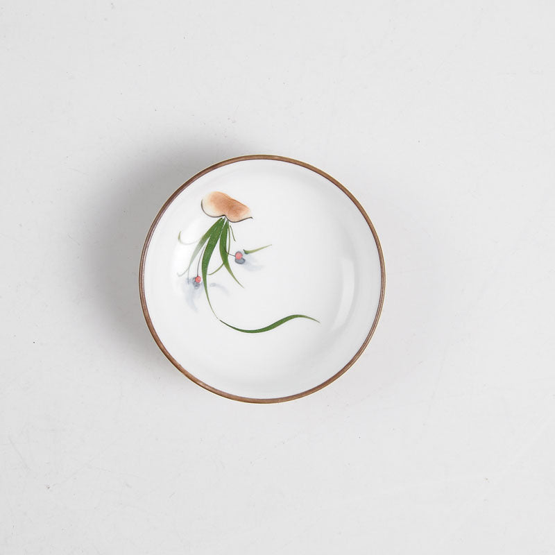 Juego de té de boca plana de gres pintado a mano