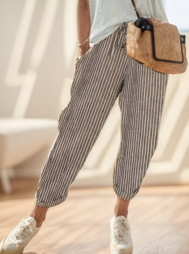 Ladies' Striped Wide-leg Pants