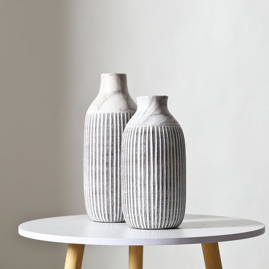 Ceramic Flower Vase  Vertical Pattern Ornaments