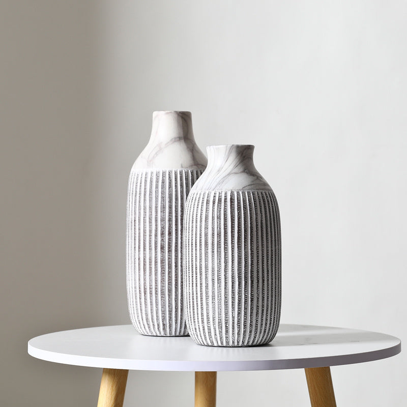 Ceramic Flower Vase  Vertical Pattern Ornaments
