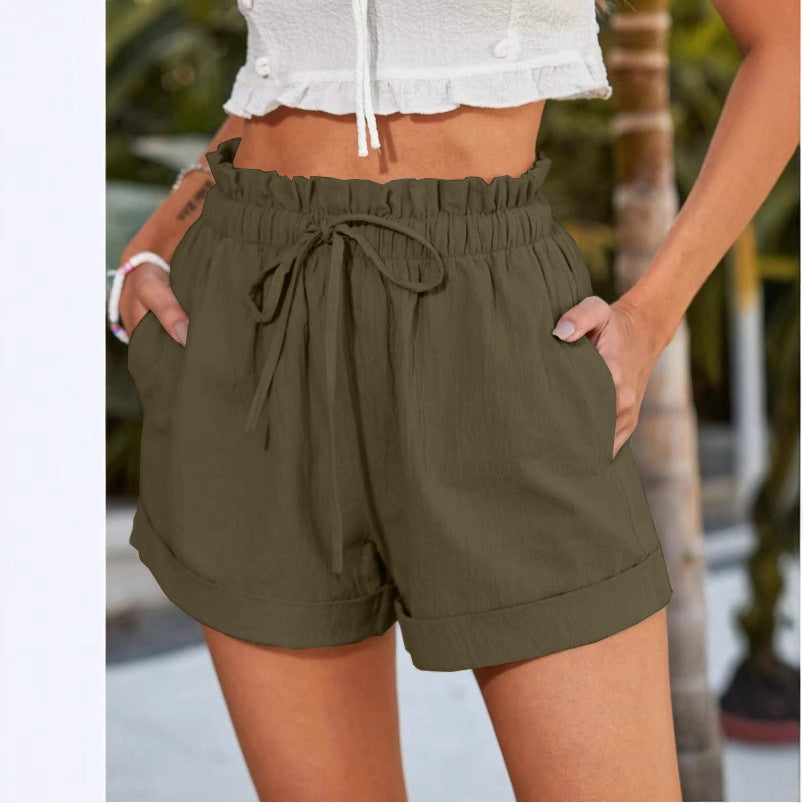 European American Summer New Solid Color Loose Casual Fashion Shorts For Women