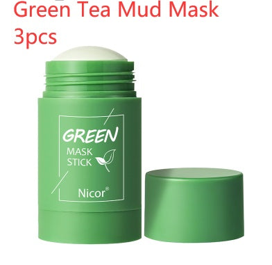 Mascarilla limpiadora de té verde, barra de arcilla, control de aceite, antiacné, blanqueadora, mascarilla de algas marinas, cuidado de la piel