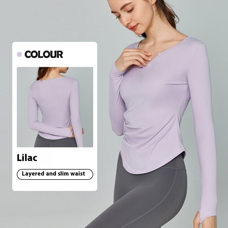 Ropa de yoga Top de manga larga de color liso