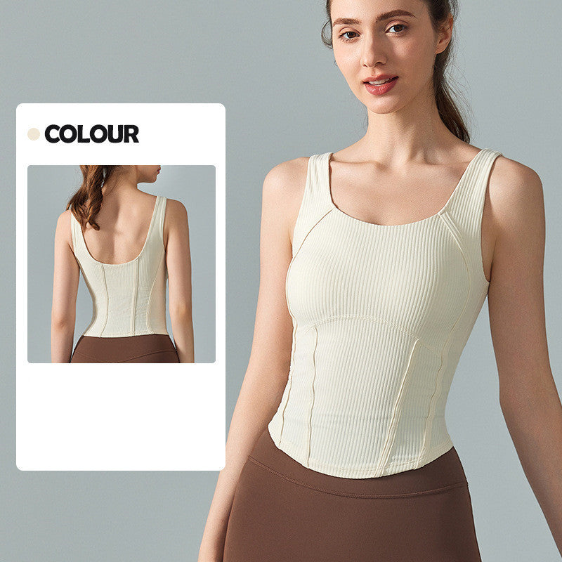 Ropa deportiva para mujer con costuras en la cintura y chaleco de yoga