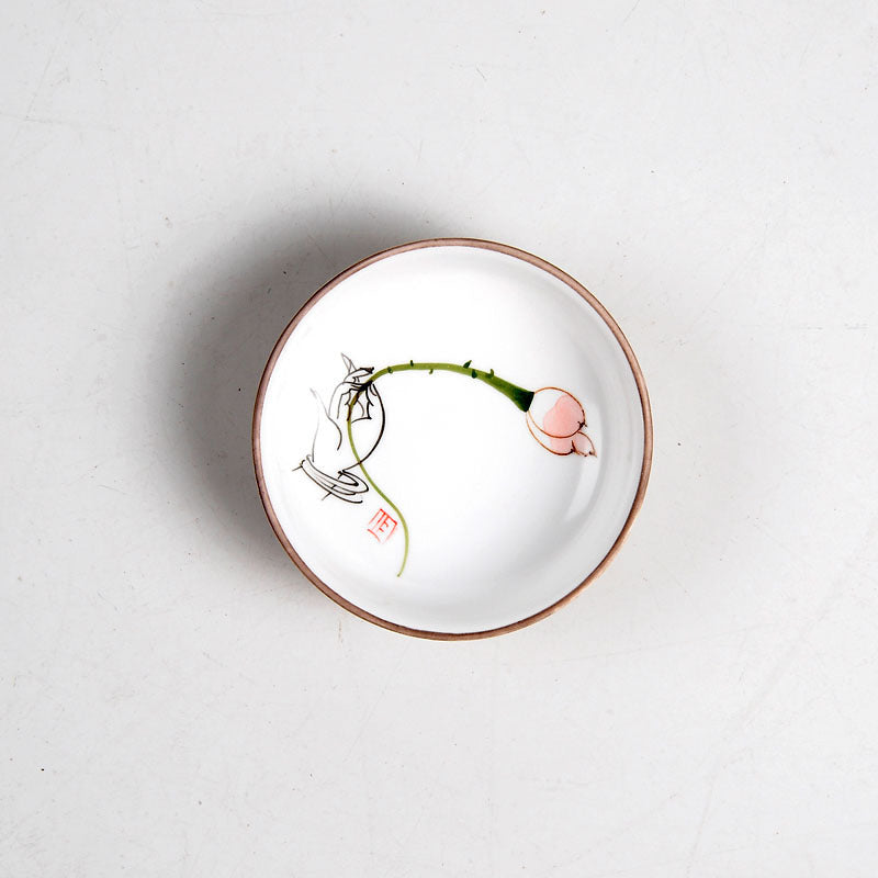 Juego de té de boca plana de gres pintado a mano