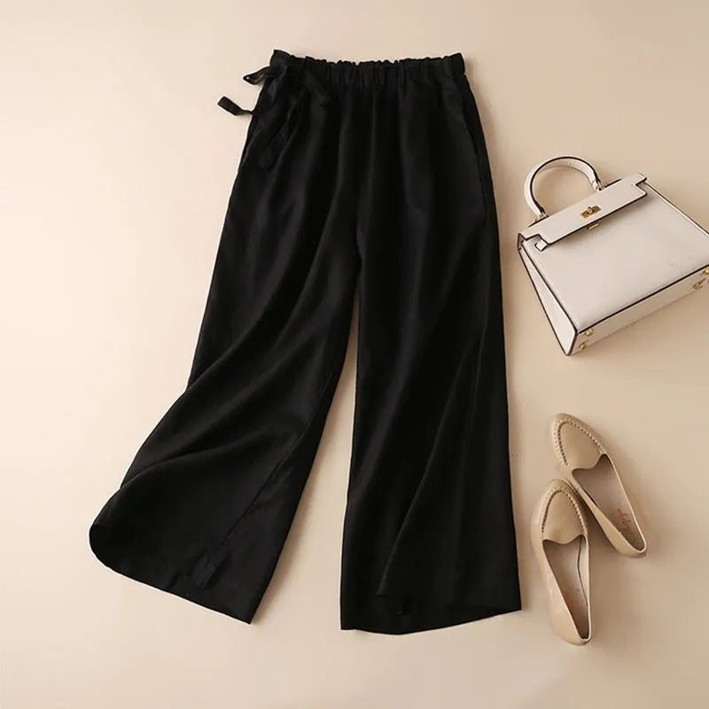 High Waist Elastic Side Lace-up Pants For Women