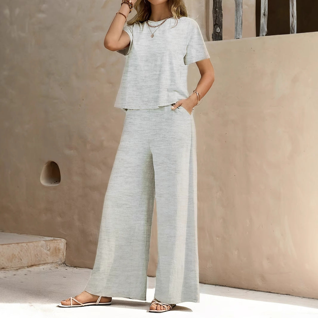 Women's Summer Casual Wide Leg Pants Set