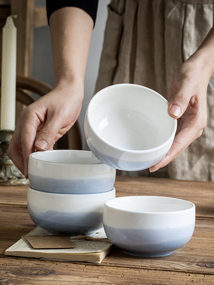 Tazón de cerámica sencillo y hermoso para el hogar, 4 piezas