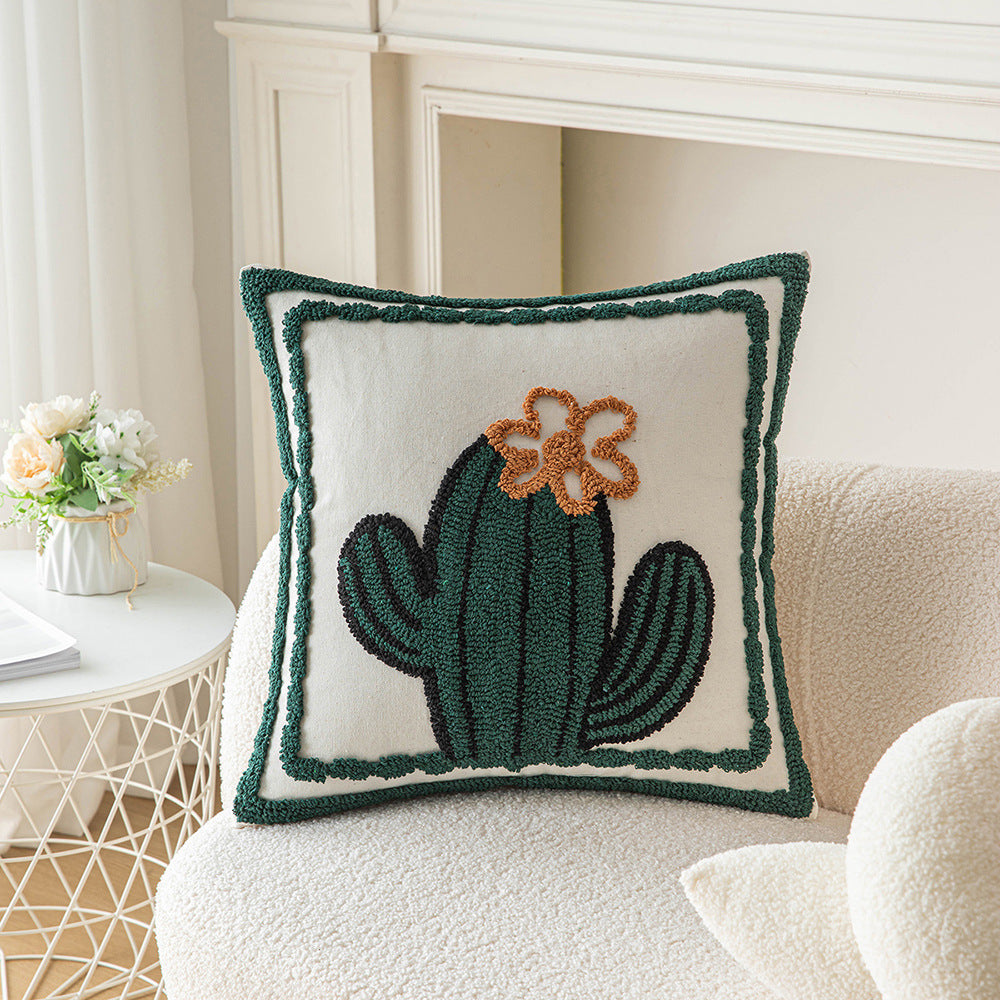 Flower Pillow Cover Simple Cactus Tufted Pillow