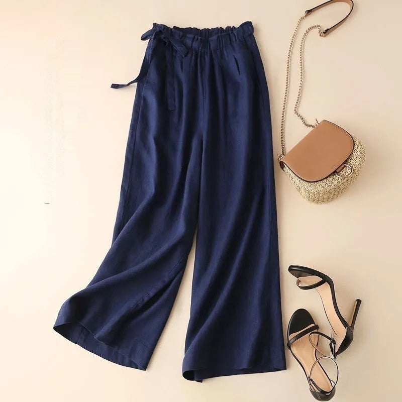 High Waist Elastic Side Lace-up Pants For Women