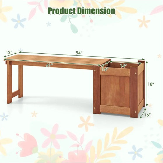 Teak Oil Finish Raised Garden Bed Wood Planter Box With Bench