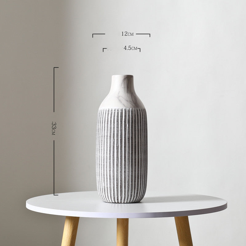 Ceramic Flower Vase  Vertical Pattern Ornaments