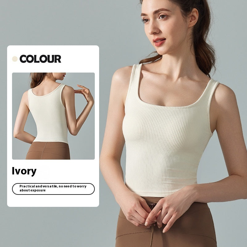 Top deportivo de yoga con hilo francés para mujer