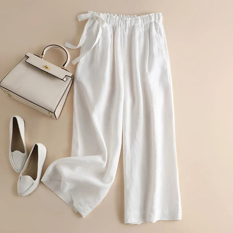 High Waist Elastic Side Lace-up Pants For Women