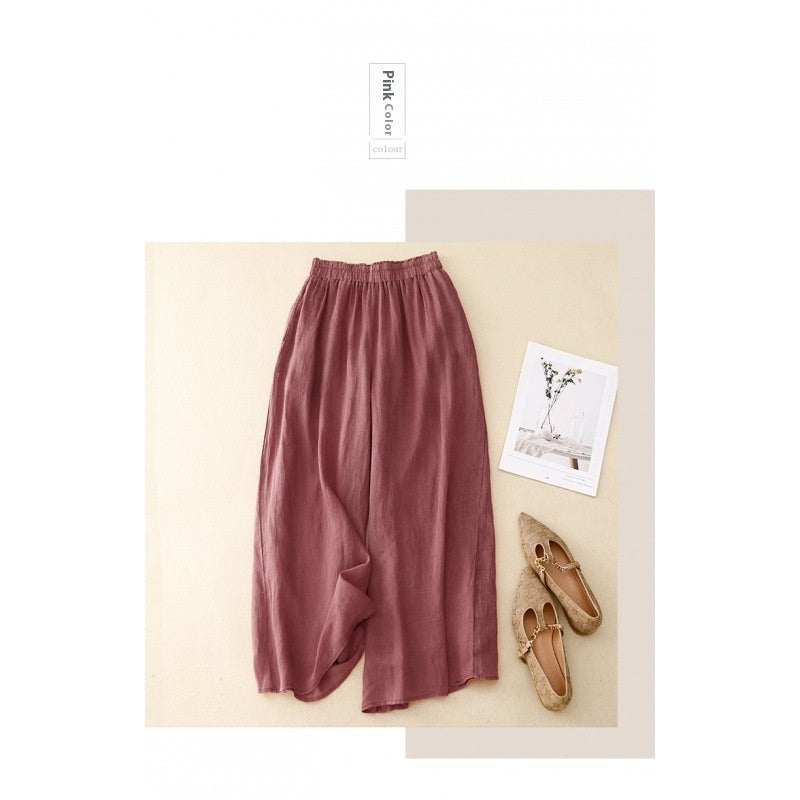 Elastic Waist Lining Double-layer Pants Loose Casual Pants