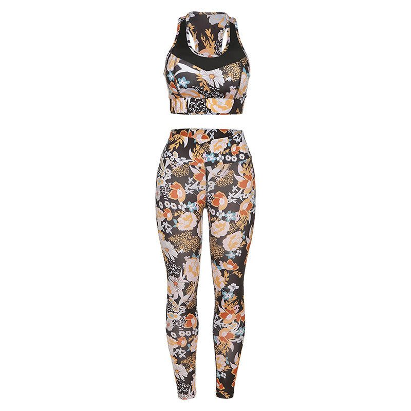 Ropa de yoga ajustada estampada