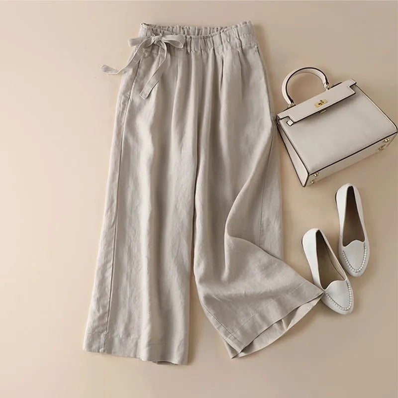 High Waist Elastic Side Lace-up Pants For Women