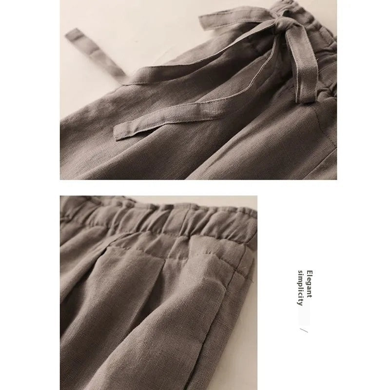 High Waist Elastic Side Lace-up Pants For Women