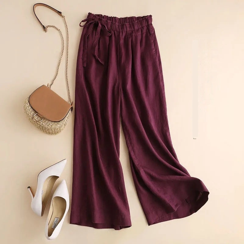 High Waist Elastic Side Lace-up Pants For Women