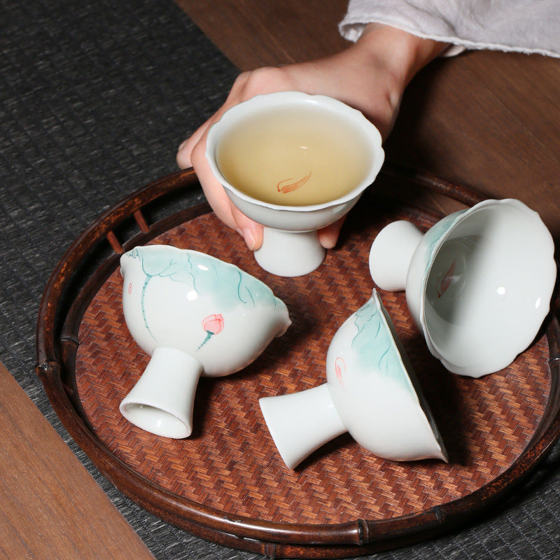 Simple Hand-painted Lotus Cup Underglaze Porcelain Tea Cup Gift Box