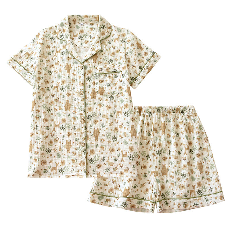 Short Sleeve Pajamas Women's Cotton Gauze