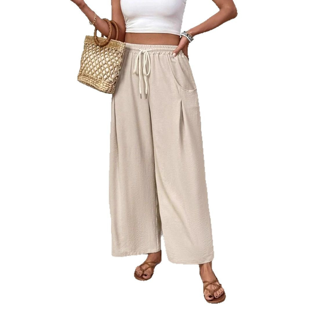 Drawstring Pocket Wide Leg Women's Casual Pants Women's Pants