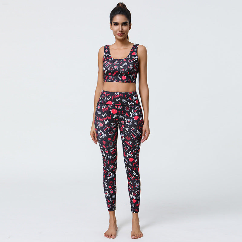 New Yoga Wear Women's Print Suit