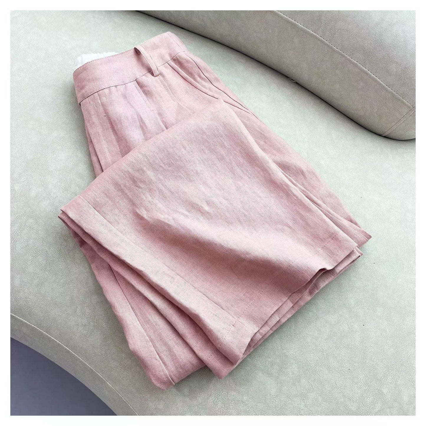 Narrow Version Wide Leg Summer Linen Straight Pants