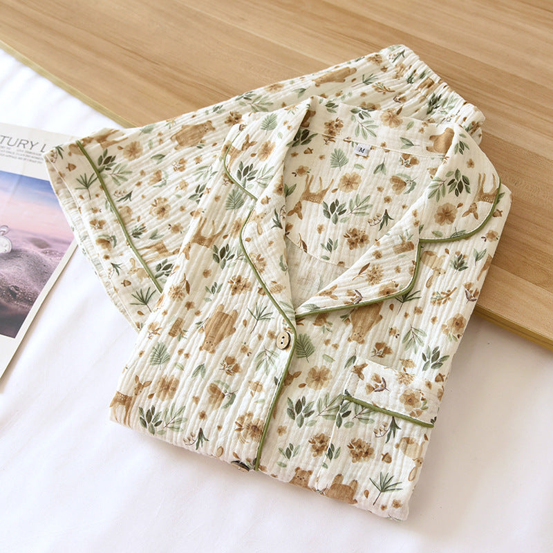 Short Sleeve Pajamas Women's Cotton Gauze