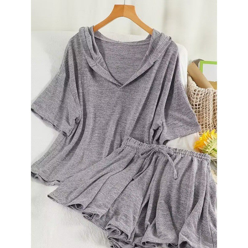 Summer New Loose Fashion Hooded Two-piece Set