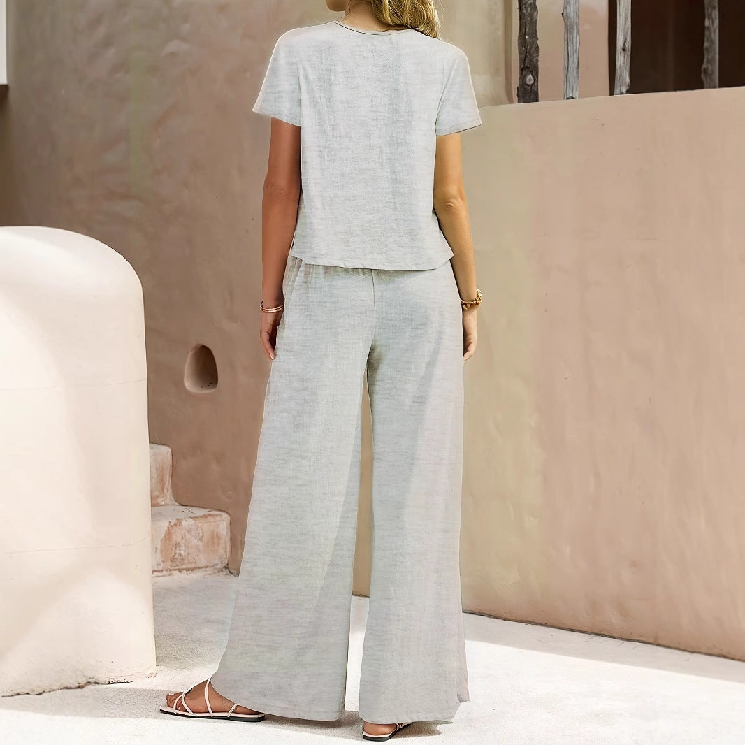 Women's Summer Casual Wide Leg Pants Set