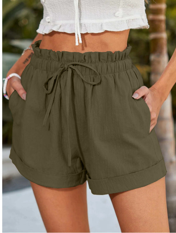 European American Summer New Solid Color Loose Casual Fashion Shorts For Women