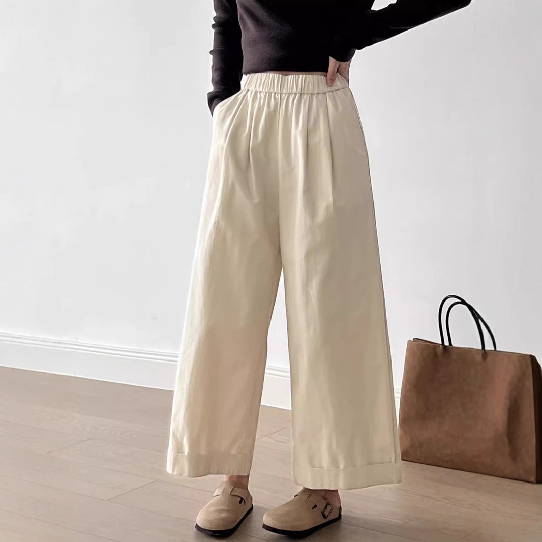 Retro Curling Women's Loose Casual Straight Trousers