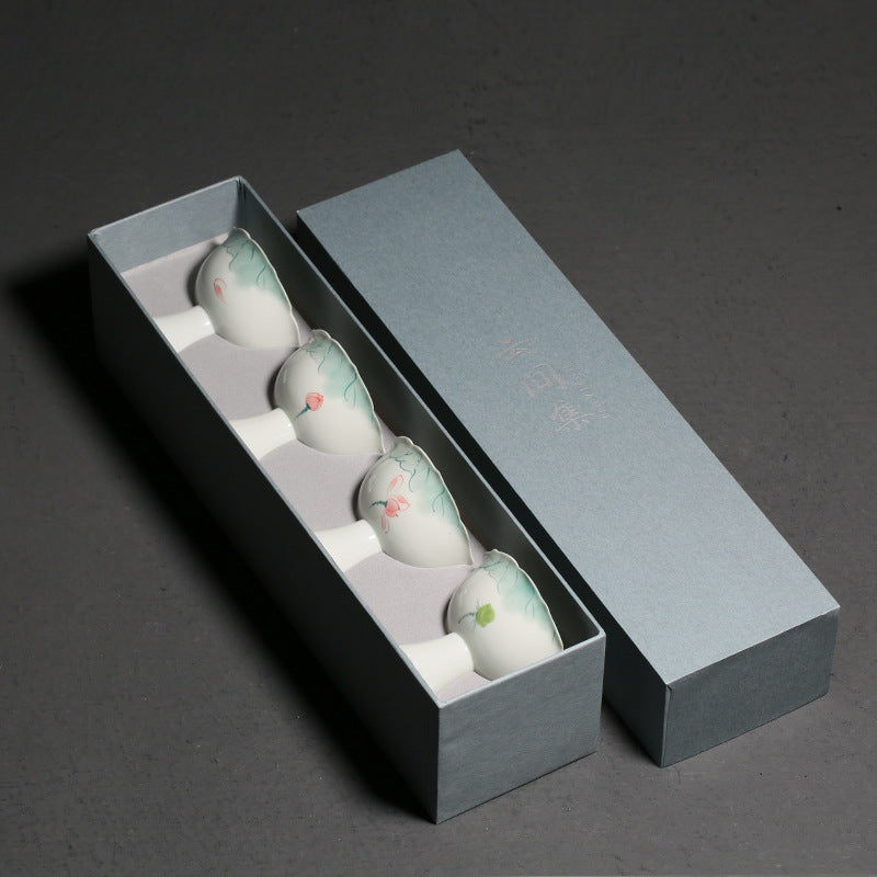 Simple Hand-painted Lotus Cup Underglaze Porcelain Tea Cup Gift Box