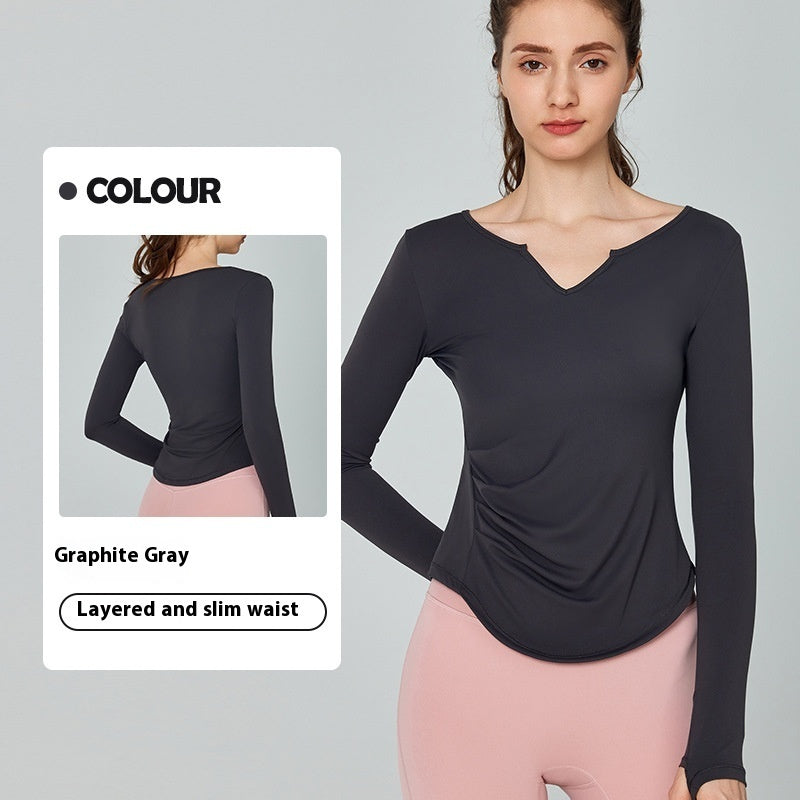 Ropa de yoga Top de manga larga de color liso