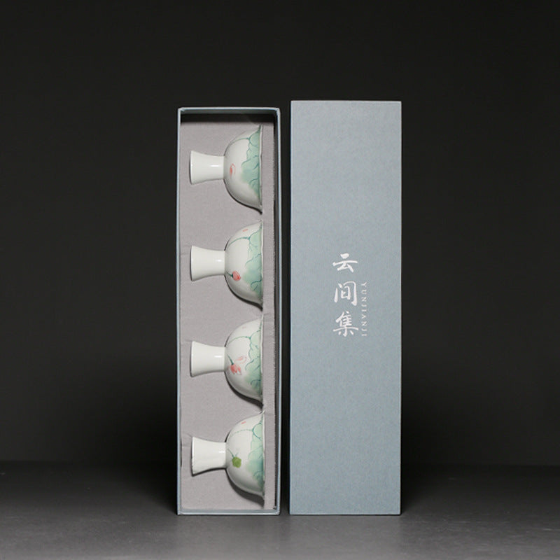 Simple Hand-painted Lotus Cup Underglaze Porcelain Tea Cup Gift Box