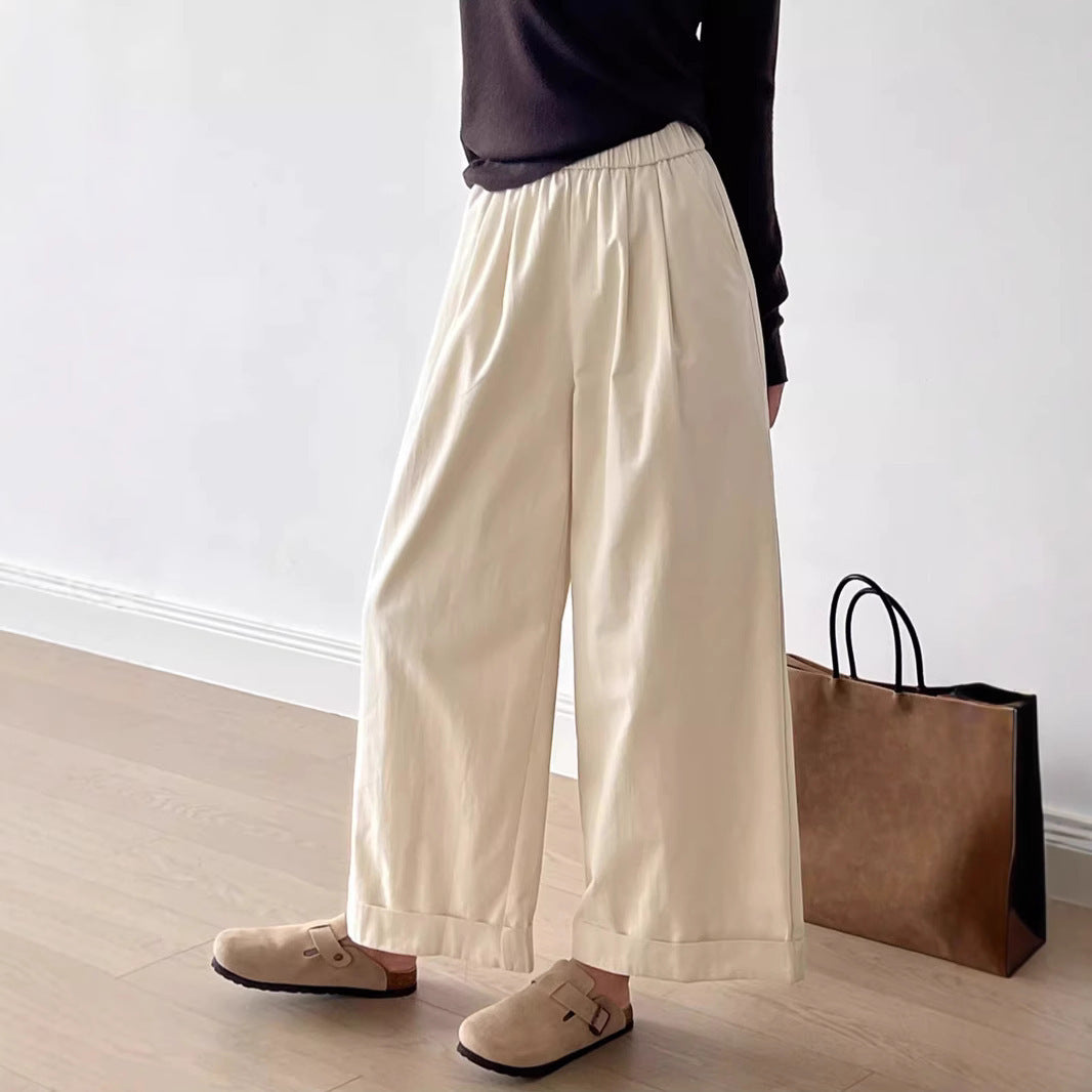 Retro Curling Women's Loose Casual Straight Trousers