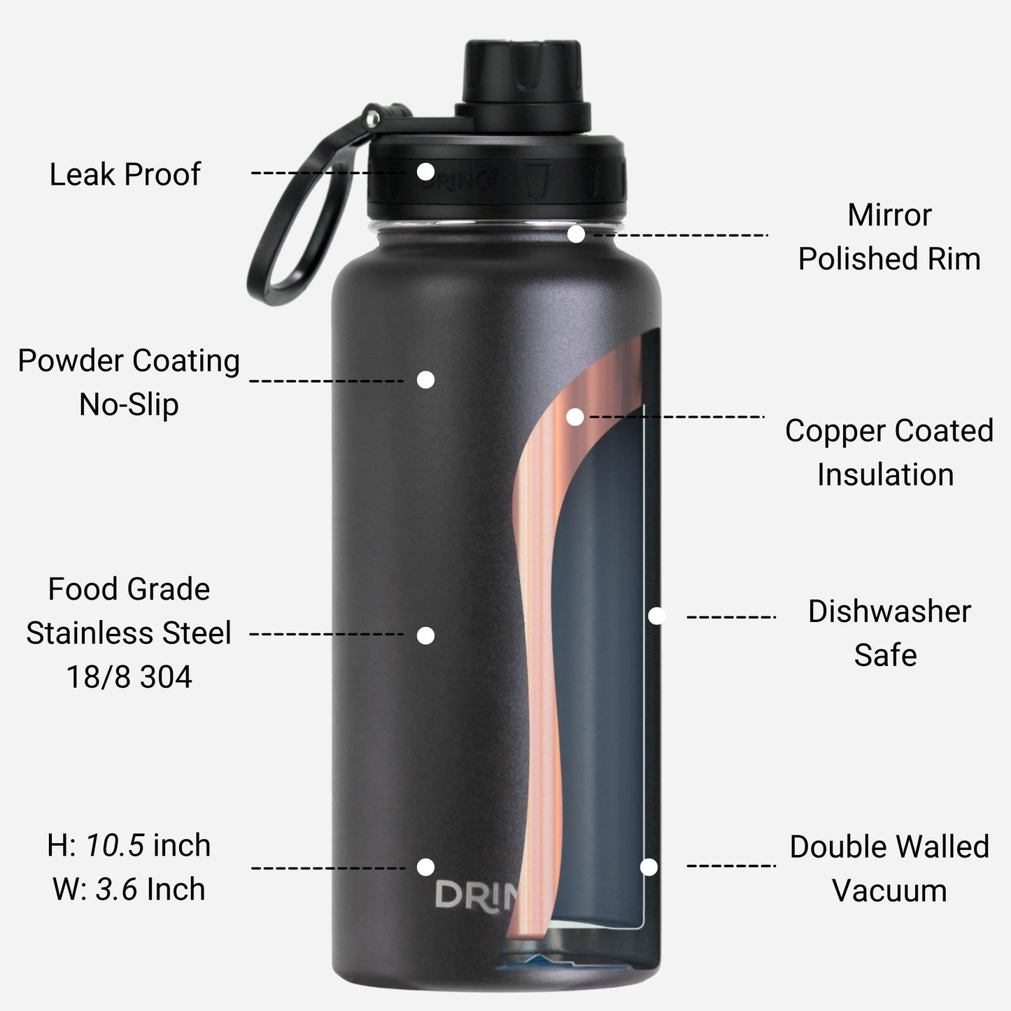 DRINCO Stainless Steel Water Bottle