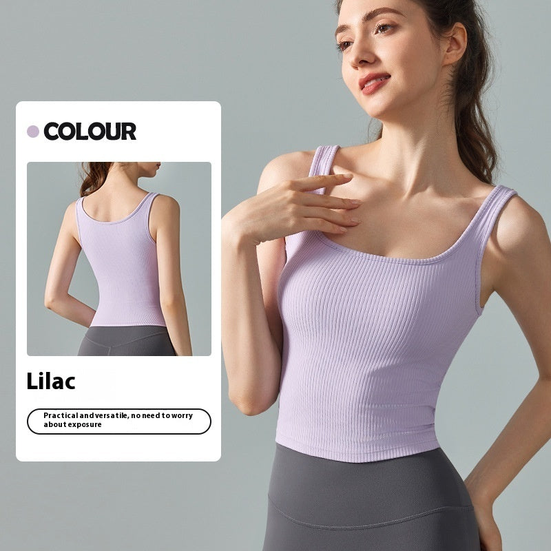 Top deportivo de yoga con hilo francés para mujer